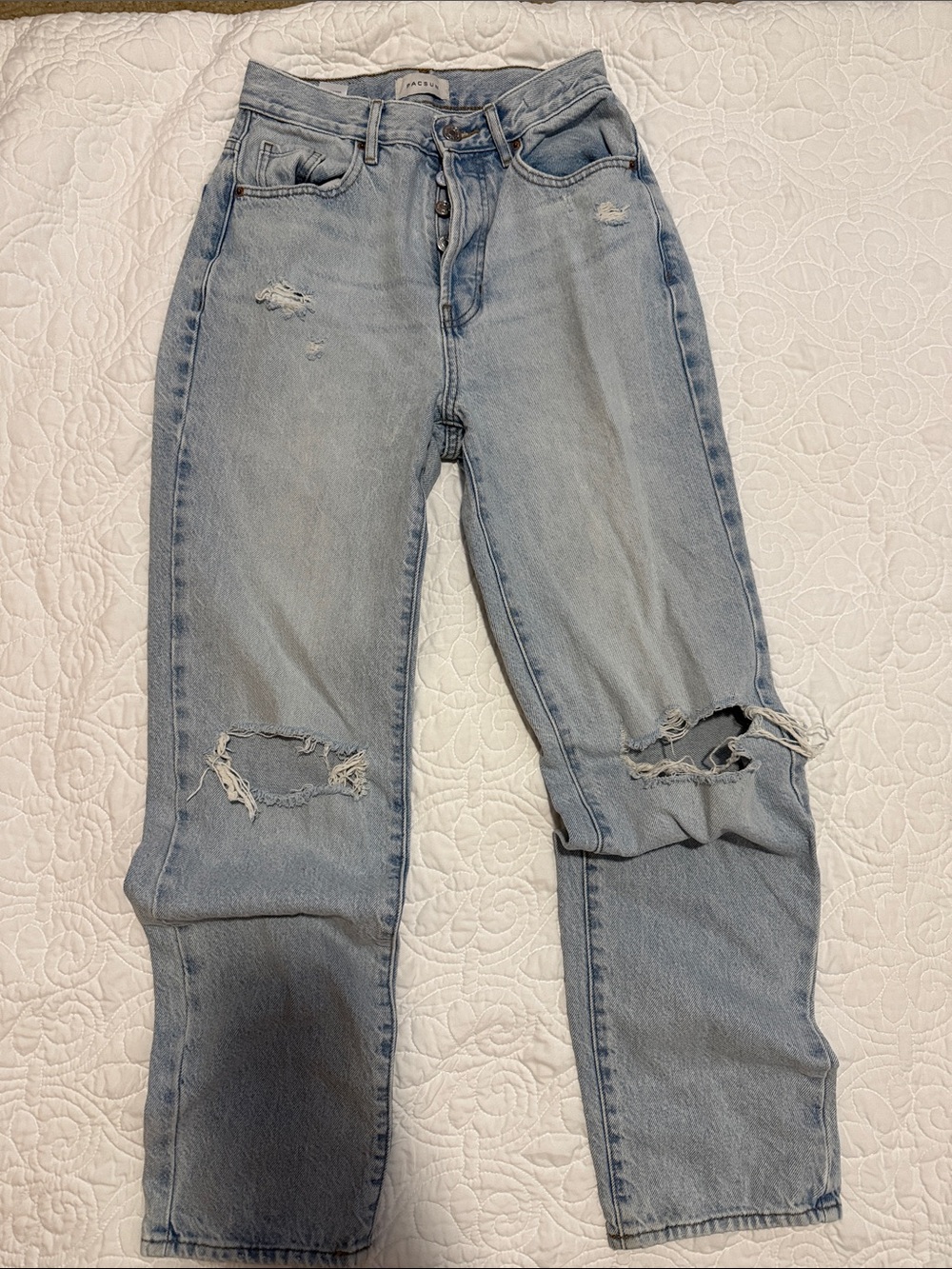 PacSun Faded Light Blue Distressed Boyfriend Jeans